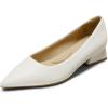 image:imageDREAM PAIRS Womens Chunky Heels Closed Toe Low Block Work Shoes Pointed Toe Dress Comfortable Wedding PumpsWhitepu