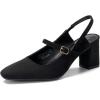image:imageDREAM PAIRS Womens Closed Toe Chunky High Heels Mary Jane Block Square Toe Slingback Strappy Dress Work Pumps ShoesBlacksuede
