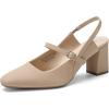 image:imageDREAM PAIRS Womens Closed Toe Chunky High Heels Mary Jane Block Square Toe Slingback Strappy Dress Work Pumps ShoesNudenubuck
