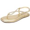 image:imageDREAM PAIRS Womens Flat Sandals Dressy Rhinestone Thong Ankle Strap Summer Gladiator SandalsGold