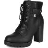 image:imageDREAM PAIRS Womens Lace up Combat Ankle Boots High Chunky Heel Fashion Heeled Booties ShoesBlack