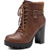 image:imageDREAM PAIRS Womens Lace up Combat Ankle Boots High Chunky Heel Fashion Heeled Booties ShoesTan