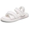 image:imageDREAM PAIRS Womens SDFS2334W Womens Strappy Flat Sandals Slip On Open Toe Comfot Slides for Summer White Size 9