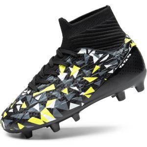image:imageDREAM PAIRS Boys Football Cleats Youth High Top Firm Ground Soccer Shoes for LittleBig KidsBlackNeonGreen