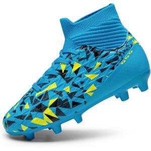image:imageDREAM PAIRS Boys Football Cleats Youth High Top Firm Ground Soccer Shoes for LittleBig KidsBlue