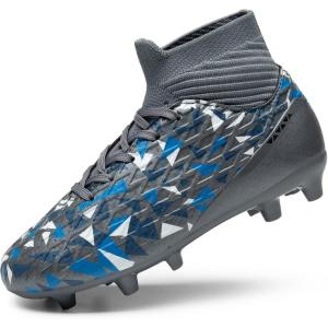 image:imageDREAM PAIRS Boys Football Cleats Youth High Top Firm Ground Soccer Shoes for LittleBig KidsGrey