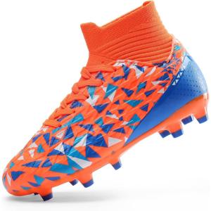 image:imageDREAM PAIRS Boys Football Cleats Youth High Top Firm Ground Soccer Shoes for LittleBig KidsOrangeBlue