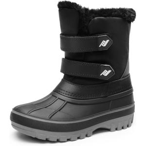 image:imageDREAM PAIRS Boys Girls Snow Boots WaterResistant Outdoor Sport Warm Cozy AntiSlip Cute Ankle Winter Shoes for ToddlerLittleBig KidBlack
