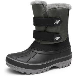 image:imageDREAM PAIRS Boys Girls Snow Boots WaterResistant Outdoor Sport Warm Cozy AntiSlip Cute Ankle Winter Shoes for ToddlerLittleBig KidBlackGrey
