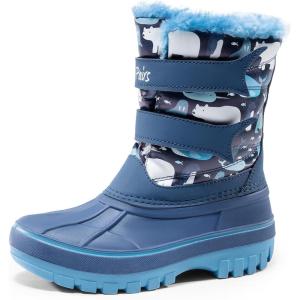 image:imageDREAM PAIRS Boys Girls Snow Boots WaterResistant Outdoor Sport Warm Cozy AntiSlip Cute Ankle Winter Shoes for ToddlerLittleBig KidBlueNavy