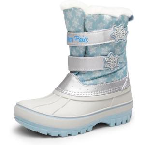 image:imageDREAM PAIRS Boys Girls Snow Boots WaterResistant Outdoor Sport Warm Cozy AntiSlip Cute Ankle Winter Shoes for ToddlerLittleBig KidLight BlueWhite
