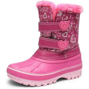image:imageDREAM PAIRS Boys Girls Snow Boots WaterResistant Outdoor Sport Warm Cozy AntiSlip Cute Ankle Winter Shoes for ToddlerLittleBig KidPink