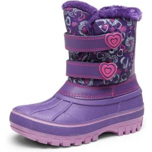 image:imageDREAM PAIRS Boys Girls Snow Boots WaterResistant Outdoor Sport Warm Cozy AntiSlip Cute Ankle Winter Shoes for ToddlerLittleBig KidPurple