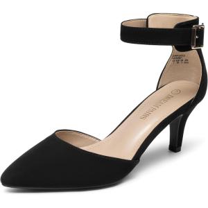 image:imageDREAM PAIRS Kitten Heel Low Heel for Women Closed Pointed Toe Pumps Wedding Party Sexy Dress Shoes LowpointedBlackNubuck