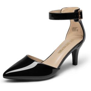 image:imageDREAM PAIRS Kitten Heel Low Heel for Women Closed Pointed Toe Pumps Wedding Party Sexy Dress Shoes LowpointedBlackPat