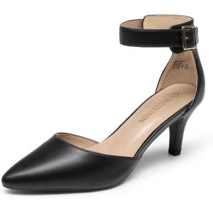 image:imageDREAM PAIRS Kitten Heel Low Heel for Women Closed Pointed Toe Pumps Wedding Party Sexy Dress Shoes LowpointedBlackPu