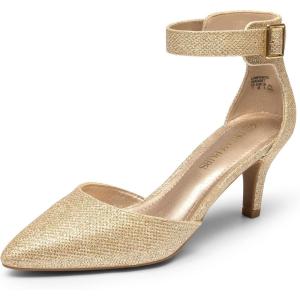 image:imageDREAM PAIRS Kitten Heel Low Heel for Women Closed Pointed Toe Pumps Wedding Party Sexy Dress Shoes LowpointedGoldGlitter