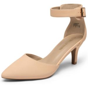 image:imageDREAM PAIRS Kitten Heel Low Heel for Women Closed Pointed Toe Pumps Wedding Party Sexy Dress Shoes LowpointedNudeNubuck