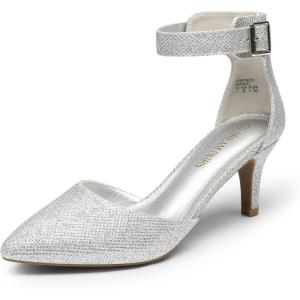 image:imageDREAM PAIRS Kitten Heel Low Heel for Women Closed Pointed Toe Pumps Wedding Party Sexy Dress Shoes LowpointedSilverGlitter