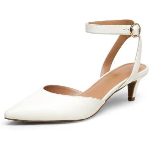image:imageDREAM PAIRS Kitten Heels for Women Low Heel Dress Shoes Wedding Dress Closed Toe Pump Shoes LunaWhitePu