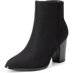 image:imageDREAM PAIRS Womens Ankle Boots Chunky Block Heel BootiesBlackSuede