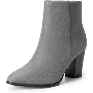 image:imageDREAM PAIRS Womens Ankle Boots Chunky Block Heel BootiesGreySuede