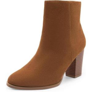 image:imageDREAM PAIRS Womens Ankle Boots Chunky Block Heel BootiesTanSuede