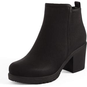 image:imageDREAM PAIRS Womens Ankle Boots Chunky Heel Platform Fall Heeled Short Booties ShoesBlackPu