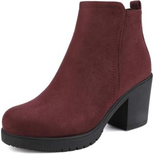 image:imageDREAM PAIRS Womens Ankle Boots Chunky Heel Platform Fall Heeled Short Booties ShoesBurgundy