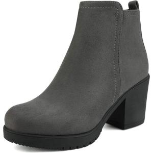 image:imageDREAM PAIRS Womens Ankle Boots Chunky Heel Platform Fall Heeled Short Booties ShoesGrey