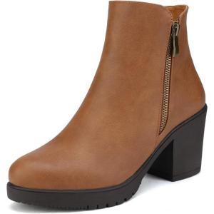 image:imageDREAM PAIRS Womens Ankle Boots Chunky Heel Platform Fall Heeled Short Booties ShoesTanPu