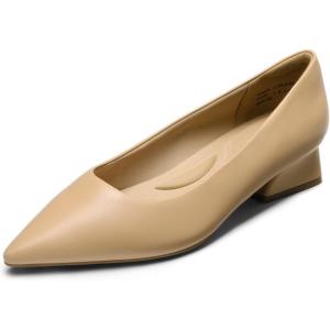 image:imageDREAM PAIRS Womens Chunky Heels Closed Toe Low Block Work Shoes Pointed Toe Dress Comfortable Wedding PumpsNudepu