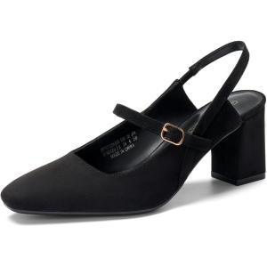 image:imageDREAM PAIRS Womens Closed Toe Chunky High Heels Mary Jane Block Square Toe Slingback Strappy Dress Work Pumps ShoesBlacksuede