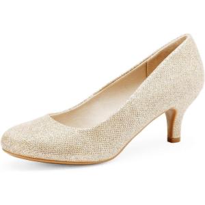 image:imageDREAM PAIRS Womens Dress Comfortable Low Heel Pump ShoesGold