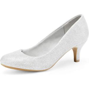 image:imageDREAM PAIRS Womens Dress Comfortable Low Heel Pump ShoesSilver