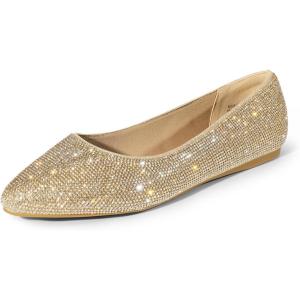 image:imageDREAM PAIRS Womens Dress Pointed Toe Flats Ballet Comfort Soft Slip On Casual Flat Shoes for Work Office BusinessGoldrhinestone