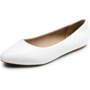 image:imageDREAM PAIRS Womens Dress Pointed Toe Flats Ballet Comfort Soft Slip On Casual Flat Shoes for Work Office BusinessWhitePu