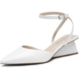 image:imageDREAM PAIRS Womens Pointed Toe Chunky Heels Pump Shoes White  7 SDPU2337W