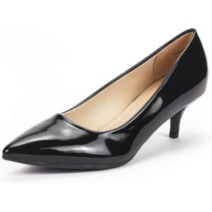image:imageDREAM PAIRS Womens Pumps Kitten Heel Pointed Toe Shoes for Women Comfortable Office Work Dress ShoesBlackPat