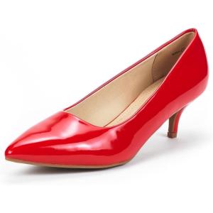 image:imageDREAM PAIRS Womens Pumps Kitten Heel Pointed Toe Shoes for Women Comfortable Office Work Dress ShoesRedPat