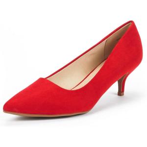 image:imageDREAM PAIRS Womens Pumps Kitten Heel Pointed Toe Shoes for Women Comfortable Office Work Dress ShoesRedSuede