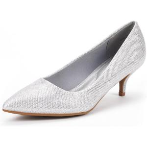 image:imageDREAM PAIRS Womens Pumps Kitten Heel Pointed Toe Shoes for Women Comfortable Office Work Dress ShoesSilverGlitter