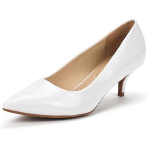image:imageDREAM PAIRS Womens Pumps Kitten Heel Pointed Toe Shoes for Women Comfortable Office Work Dress ShoesWhitePat