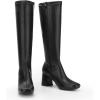 image:imageDREAM PAIRS Womens Gogo Boots Square Toe Chunky Wide Calf Knee High BootsBlackPu