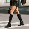 image:imageDREAM PAIRS Womens Gogo Boots Square Toe Chunky Wide Calf Knee High BootsBlackPu