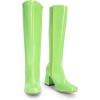 image:imageDREAM PAIRS Womens Gogo Boots Square Toe Chunky Wide Calf Knee High BootsGreenpat