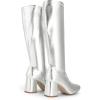 image:imageDREAM PAIRS Womens Gogo Boots Square Toe Chunky Wide Calf Knee High BootsMetallic Silver