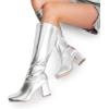 image:imageDREAM PAIRS Womens Gogo Boots Square Toe Chunky Wide Calf Knee High BootsMetallic Silver