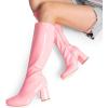 image:imageDREAM PAIRS Womens Gogo Boots Square Toe Chunky Wide Calf Knee High BootsPinkpat