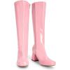image:imageDREAM PAIRS Womens Gogo Boots Square Toe Chunky Wide Calf Knee High BootsPinkpat